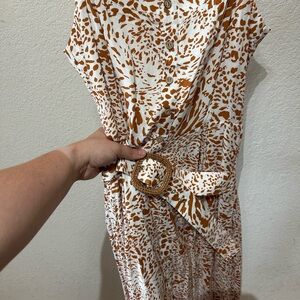Jealous Tomato Brown and White Animal Print Dress